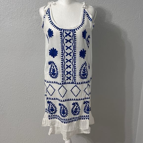 Debbie Katz Other - Debbie Katz NWT Size Small Tunic Cover Up Embroidered Bohemian White and Blue